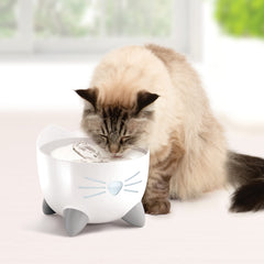 Catit PIXI stainless-steel drinking surface is wide and whisker-friendly.