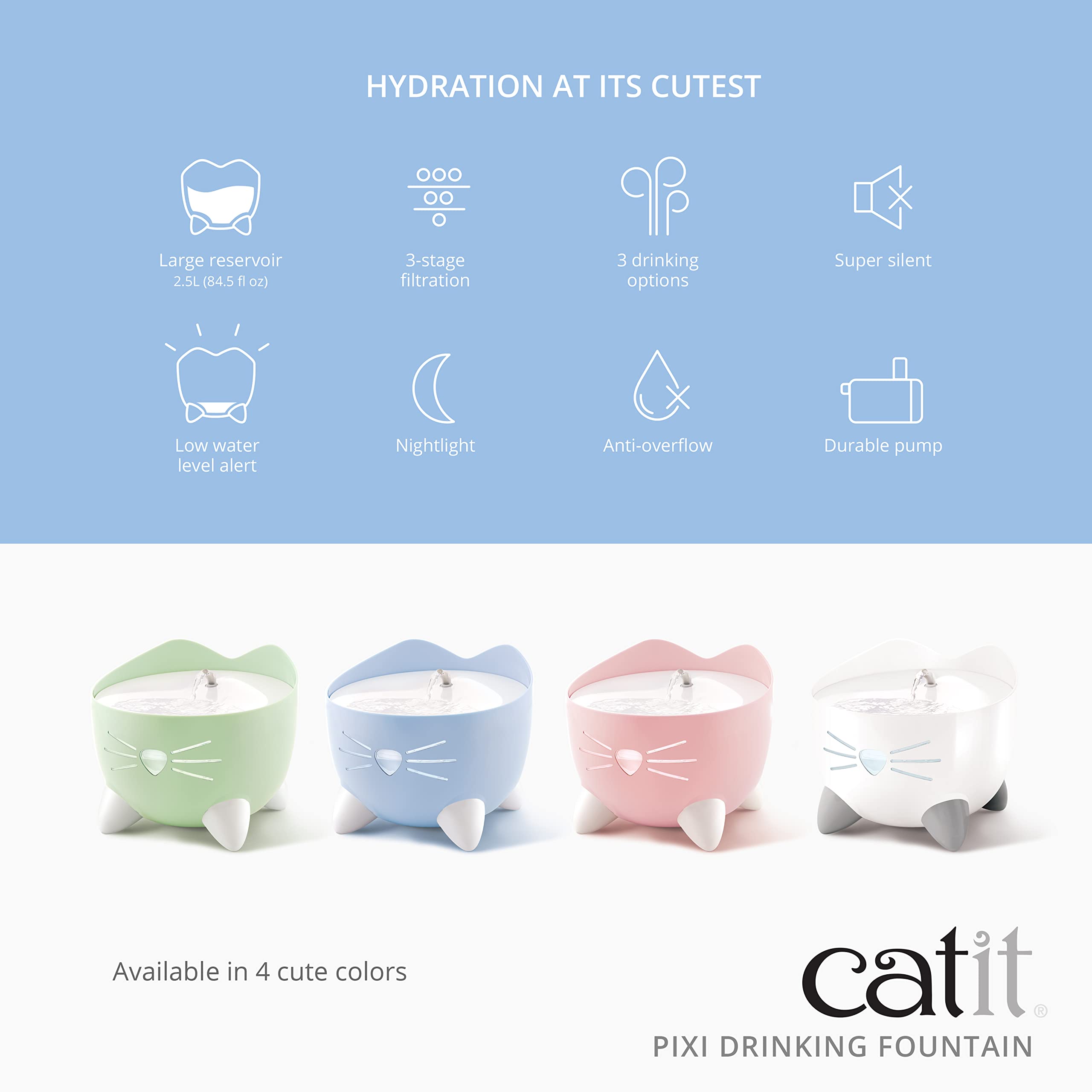 Catit PIXI water level window pink for quick water status check