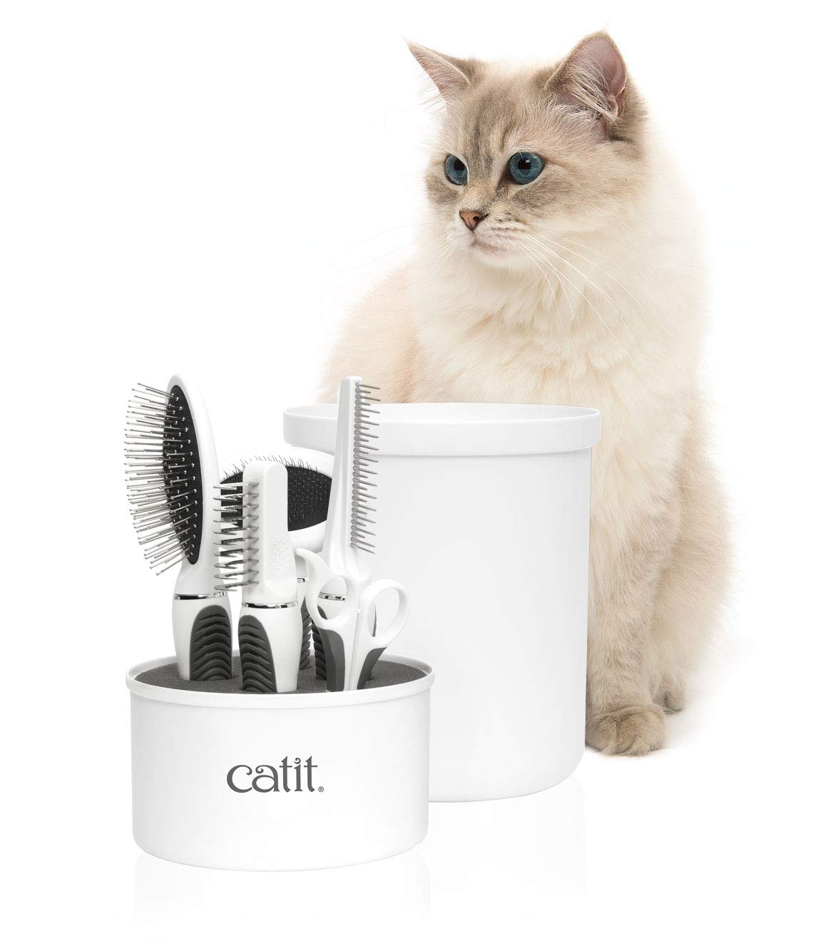 Catit Senses 2.0 daily grooming session fosters bonding and calm brushing