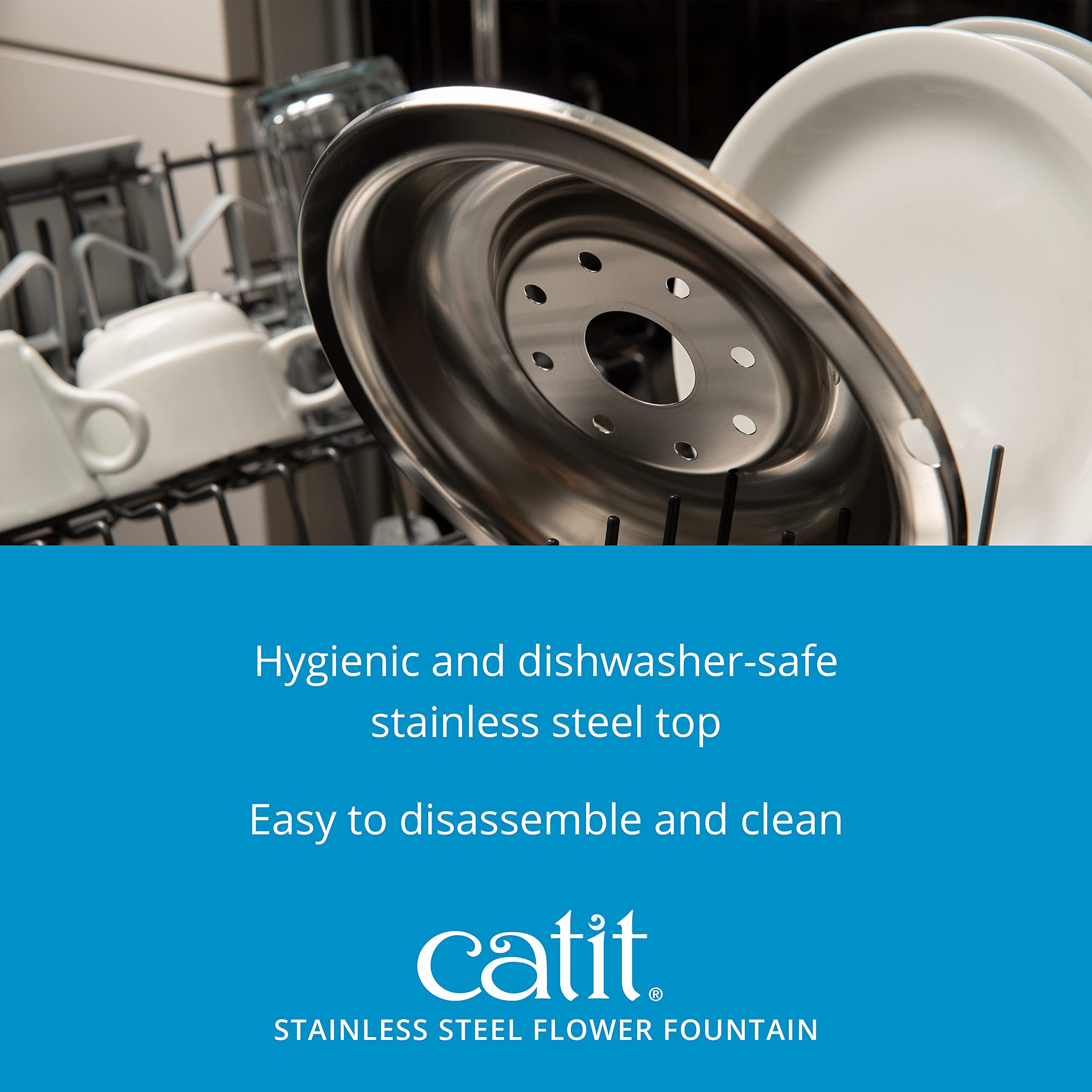 Catit reservoir view, 3L capacity supports fewer refills throughout the day.