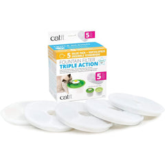 Catit Triple Action 5-pack filters box view showing authentic freshness for clean cat water