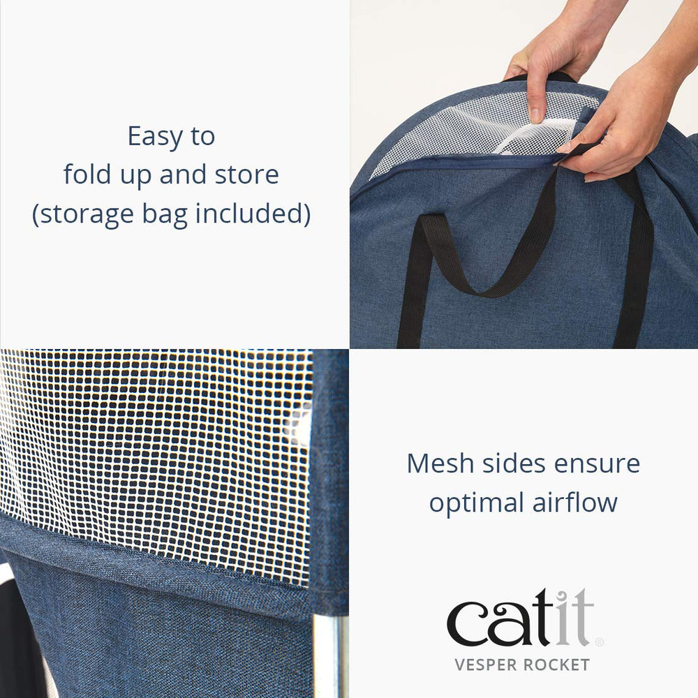 Catit Vesper Rocket folds flat for easy storage in a compact bag.