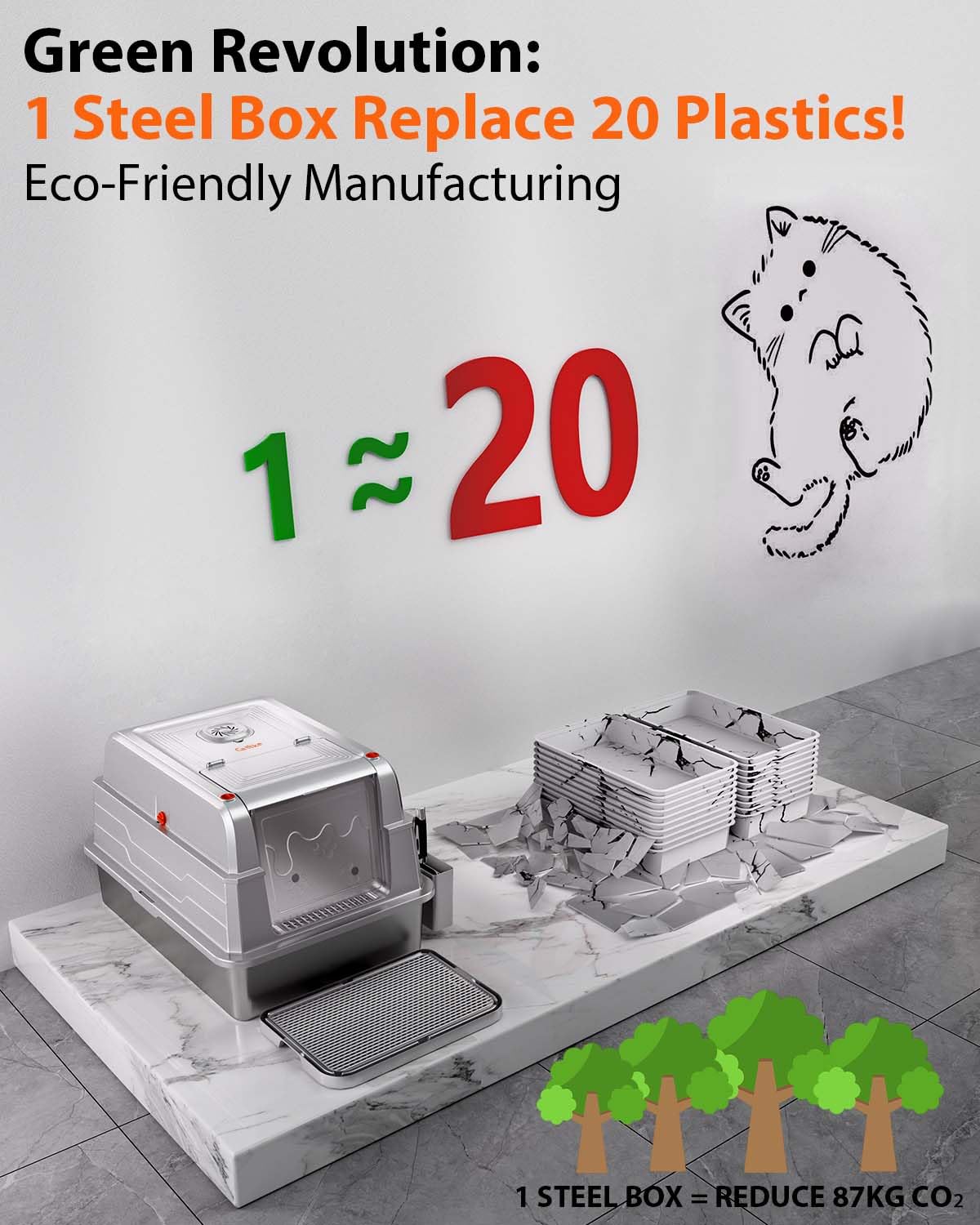Catlike 2025 Upgrade built-in charcoal refills placement for ongoing odor control