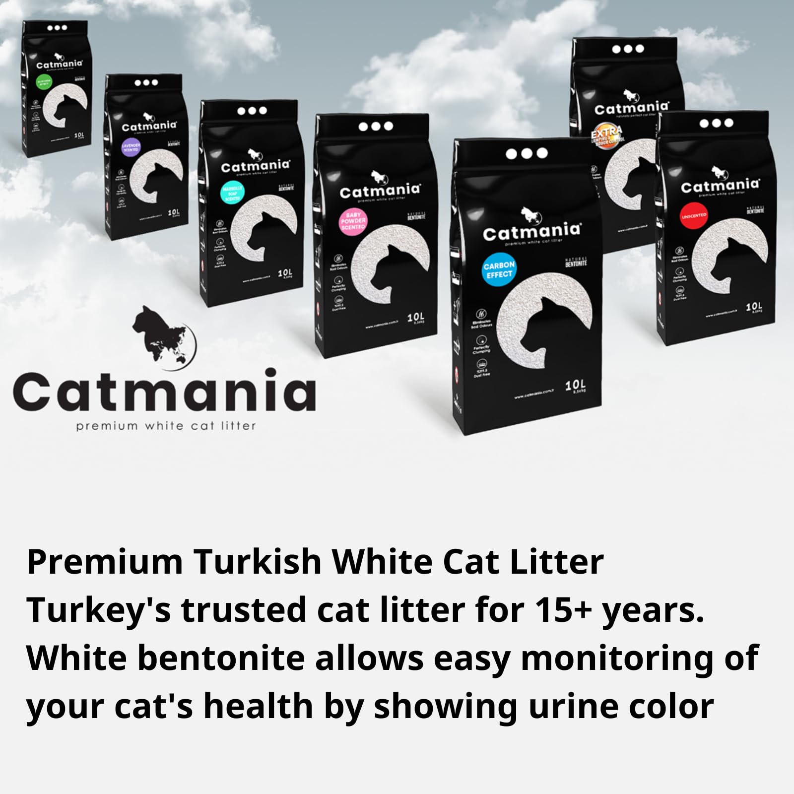 Catmania Turkish White litter hard-clump closeup for quick cleanup