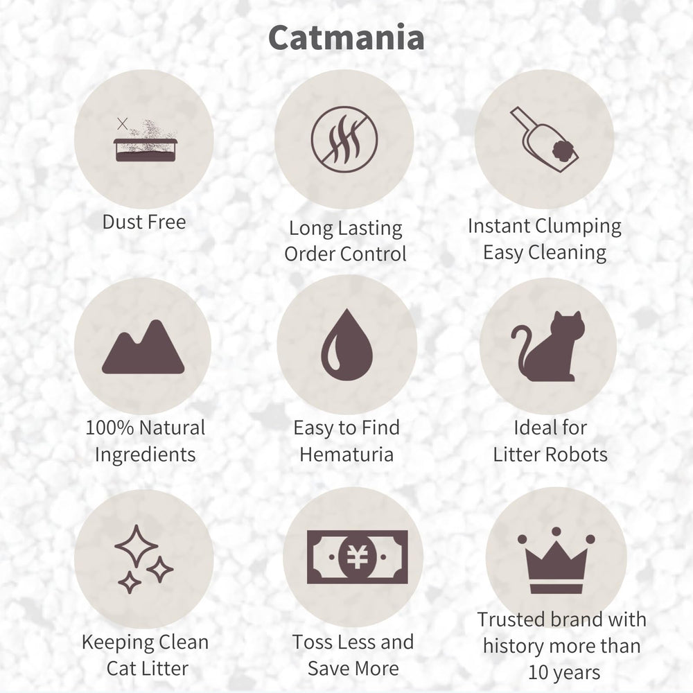 Catmania Turkish White litter in apartment setting illustrating neat, low-dust use