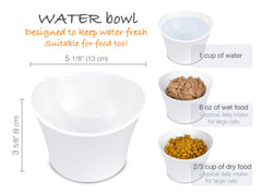 CATNK water bowl close-up shows smooth melamine finish and easy cleaning.