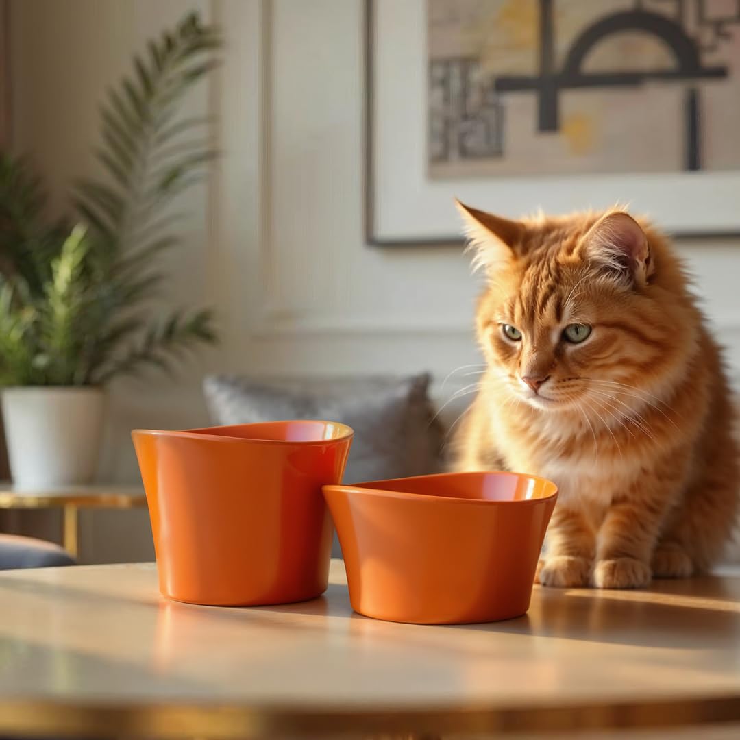 CATNK raised bowl with ceramic-like finish resists cracking and staining