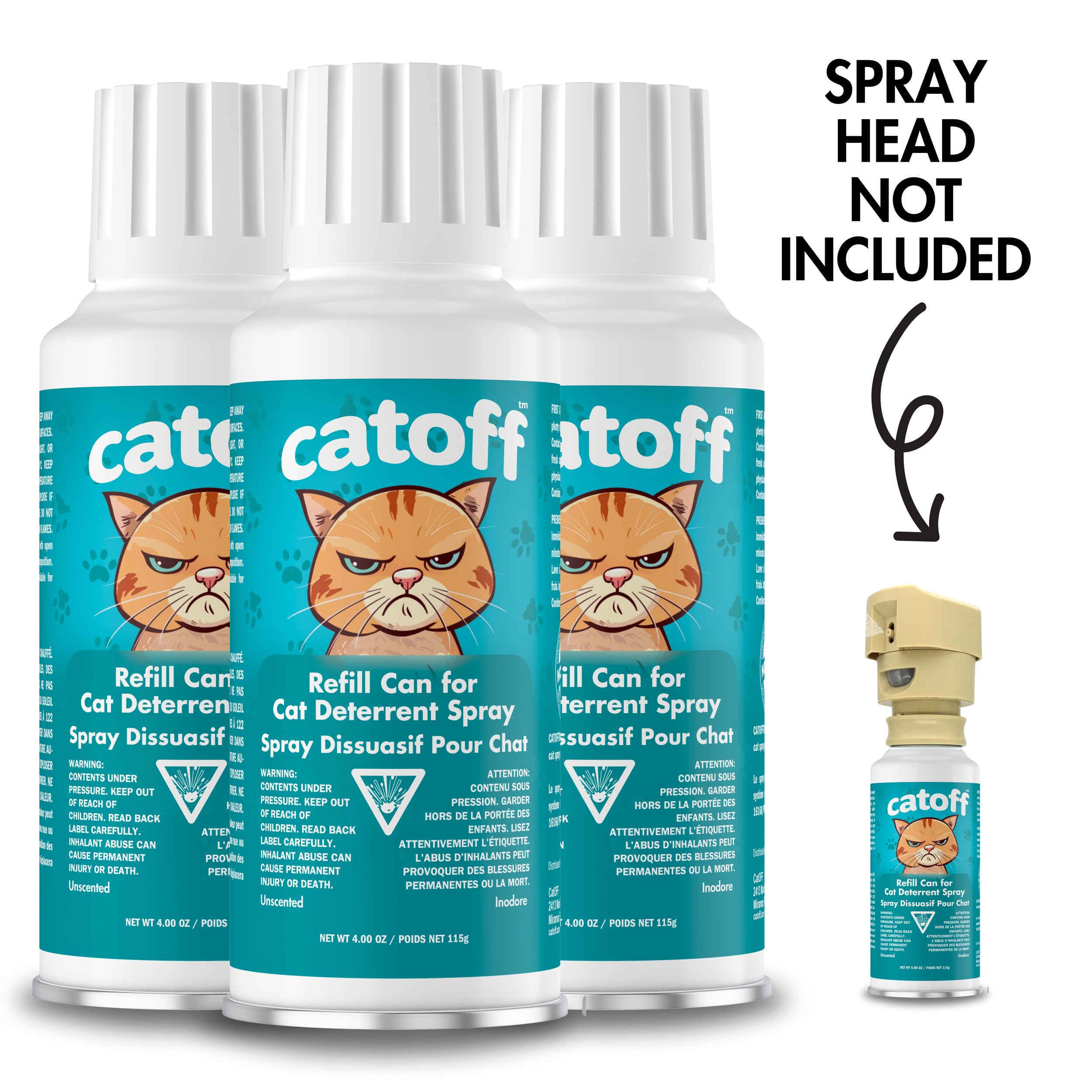 CatOFF refill delivers odorless, safe gas to deter pets without leaving stains.