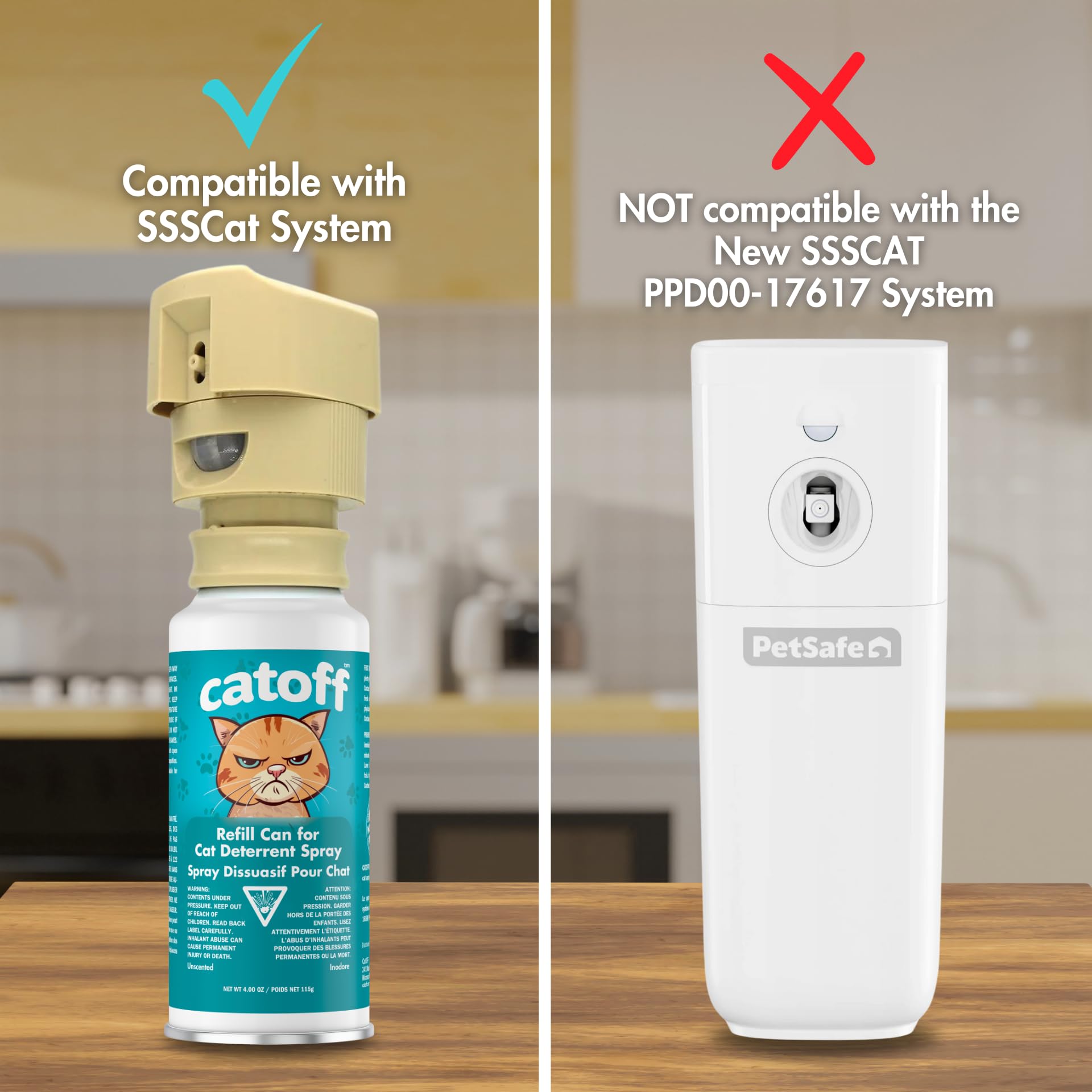 CatOFF SSSCAT-compatible refill 3.89 oz keeps pets off counters and sofas.