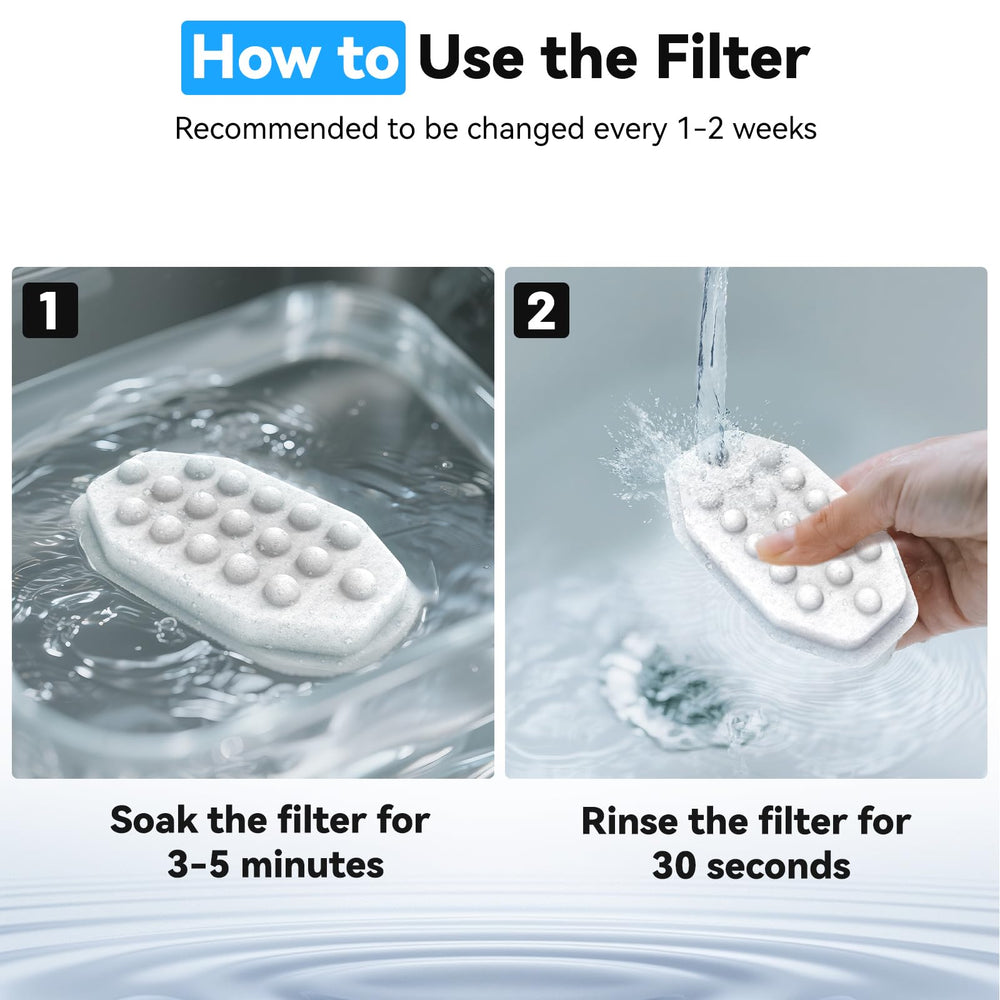 CATOL filter insertion into a fountain for quick replacement.