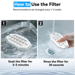 CATOL filter insertion into a fountain for quick replacement.
