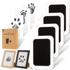 Catose inkless paw print kit contents with ink pads and frames ready for keepsakes