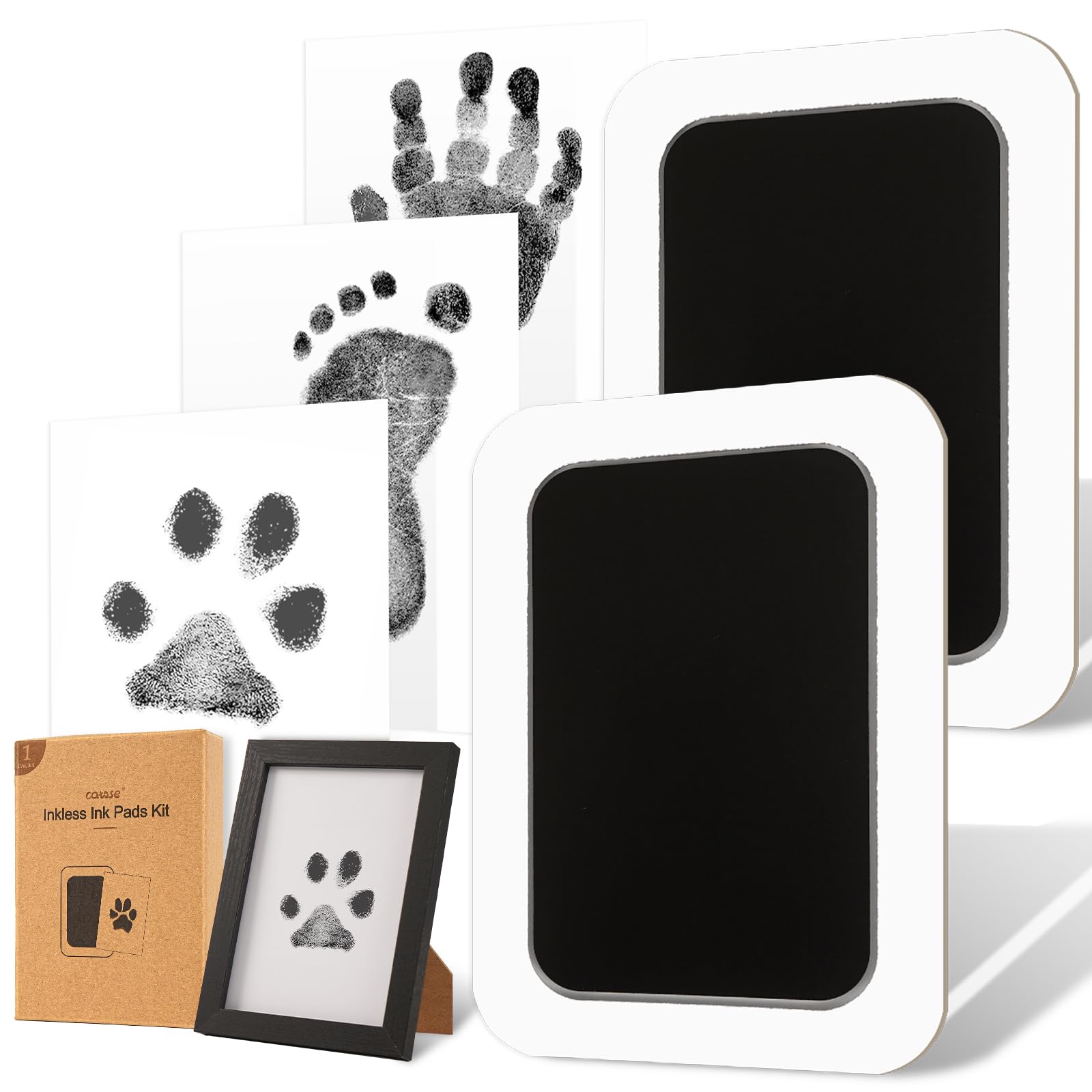 catose Inkless Paw Print Kit frame shows wooden keepsake for memories