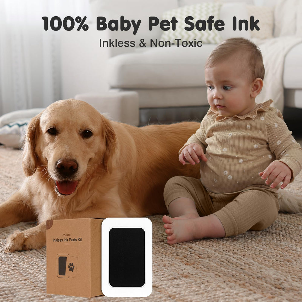 catose inkless paw print kit wooden frames included for easy display.