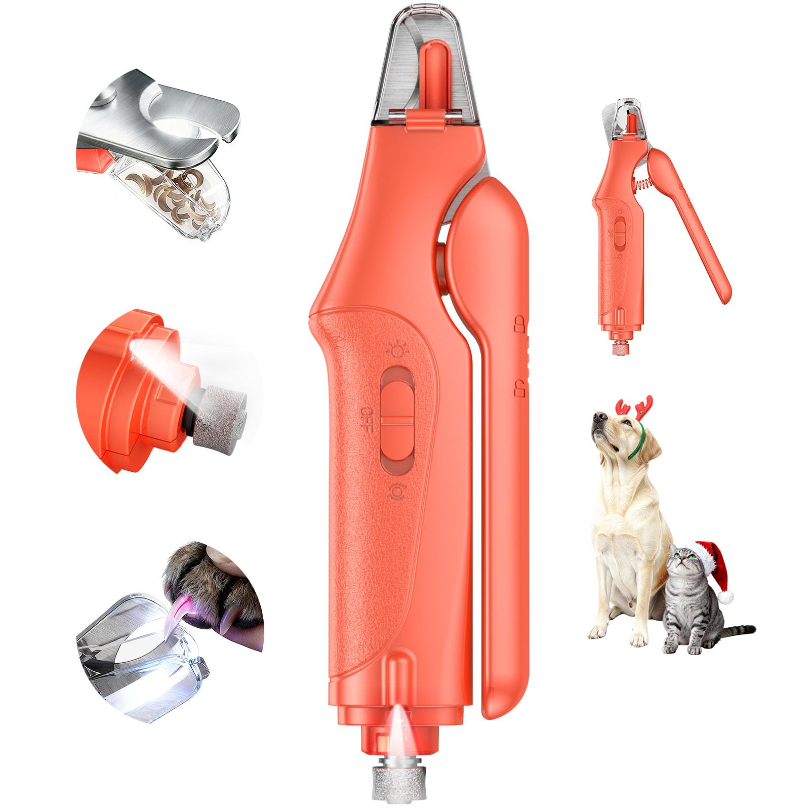 CATPICK 2-in-1 nail clipper grinder front view for precise pet trimming