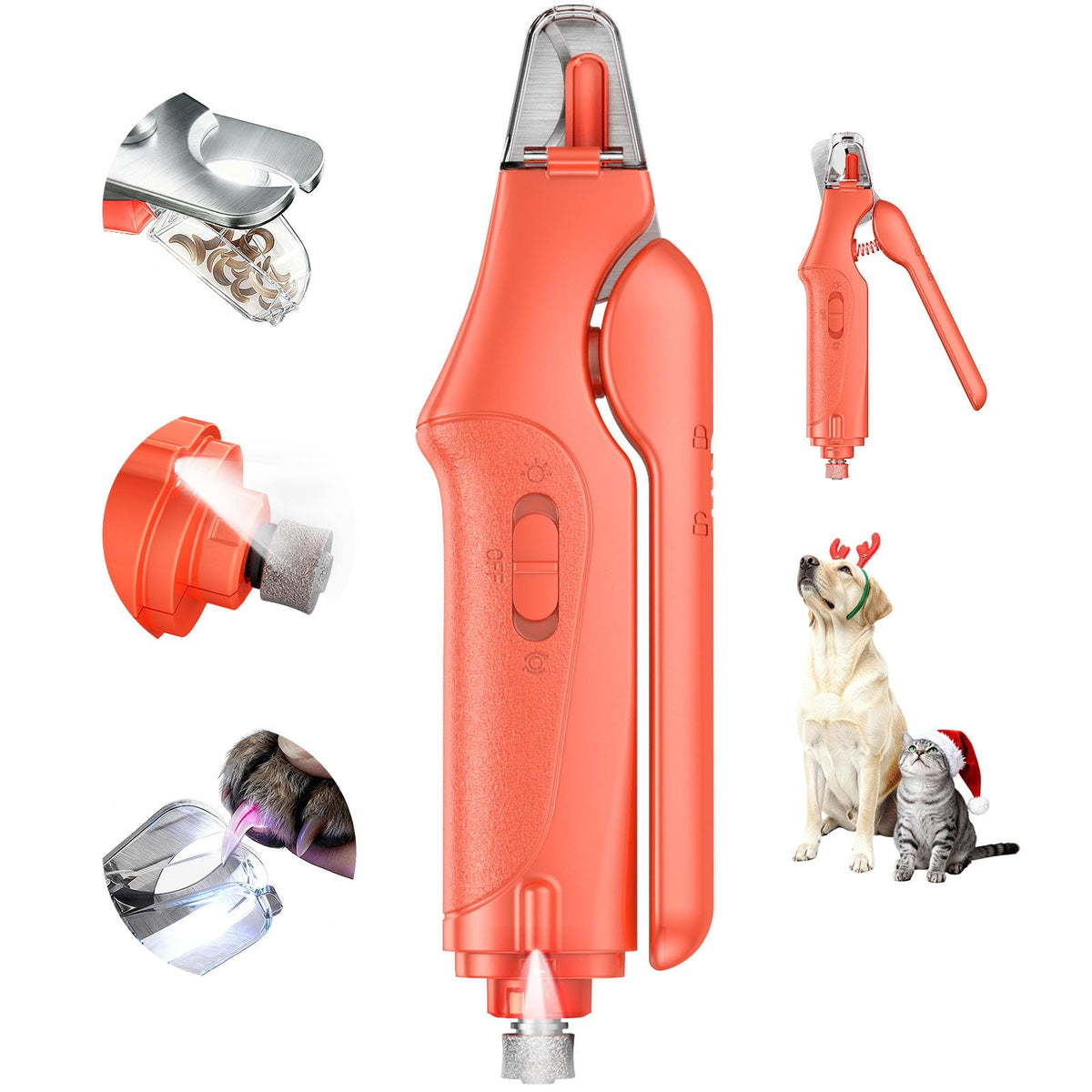 CATPICK 2-in-1 nail clipper grinder front view for precise pet trimming