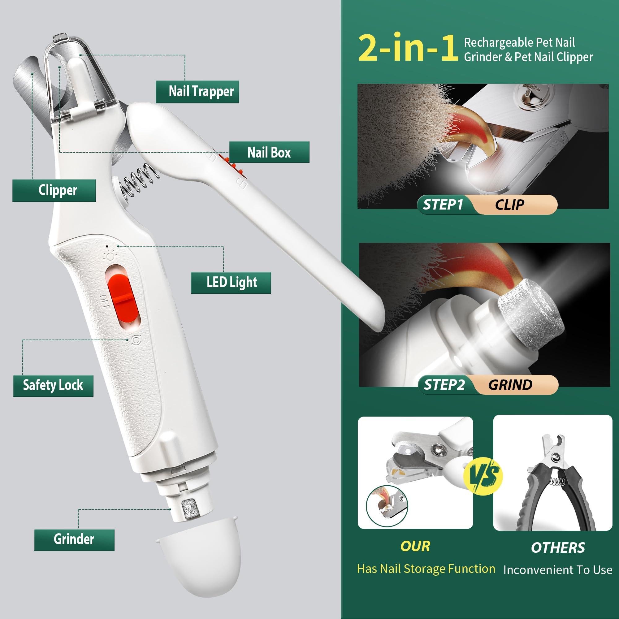 CATPICK 2in1 nail clippers side view highlighting ergonomic design