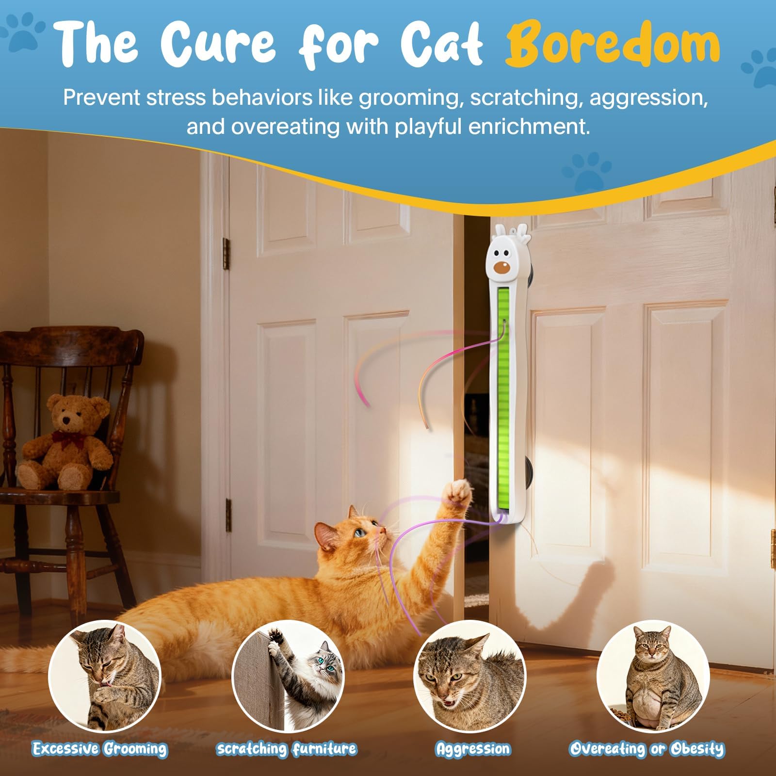 Catpick 3-speed play modes enable energetic or calm kitty sessions