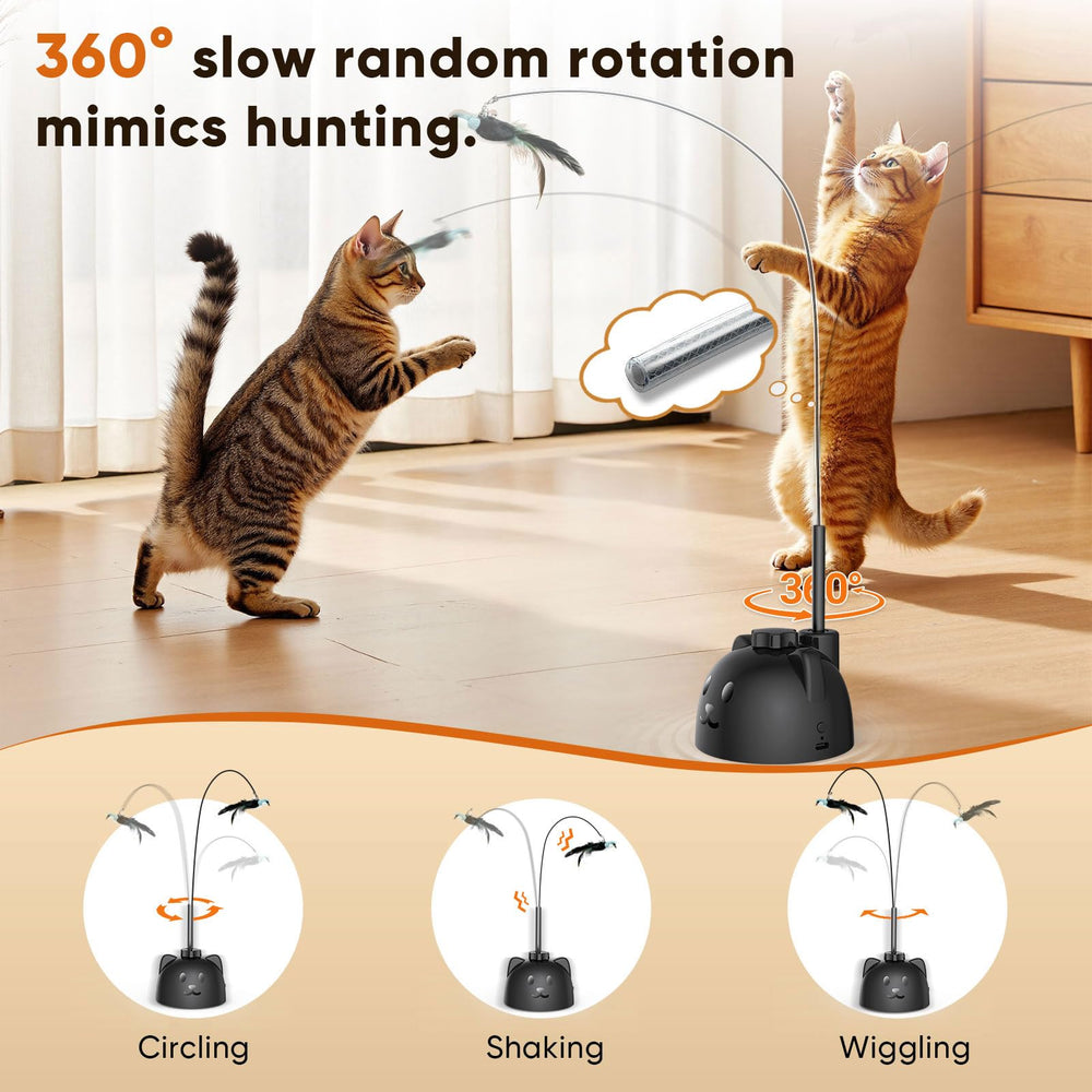 CATPICK 360-degree wand spins for dynamic feline engagement and exercise