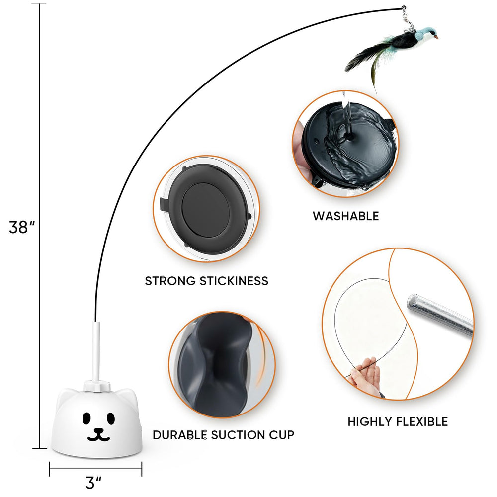 CATPICK automatic sleep mode conserves battery after play sessions.