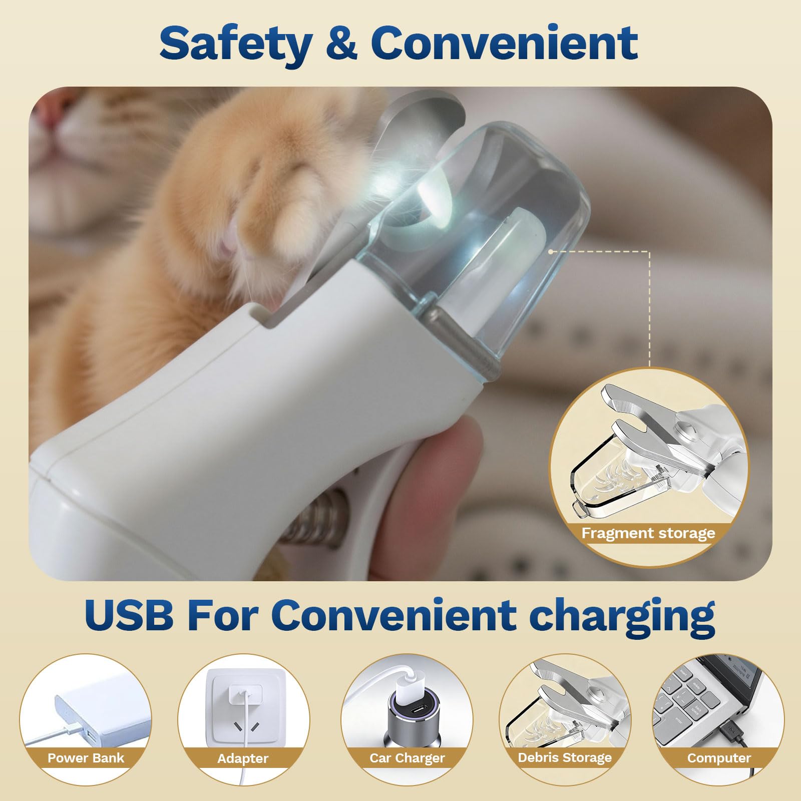 Catpick care low-noise design keeps dogs and cats calm during grooming.