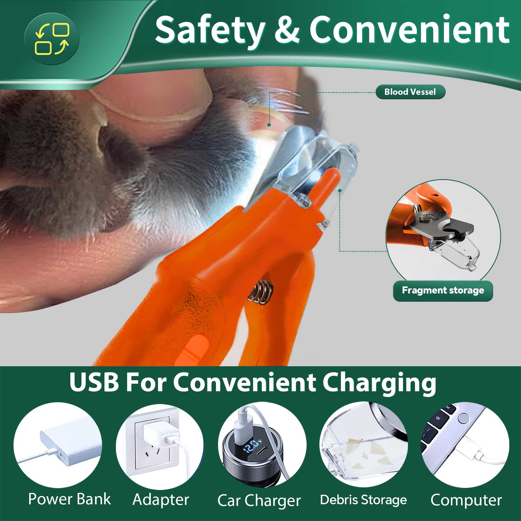CATPICK cat nail trimmer light with dust cap for debris containment