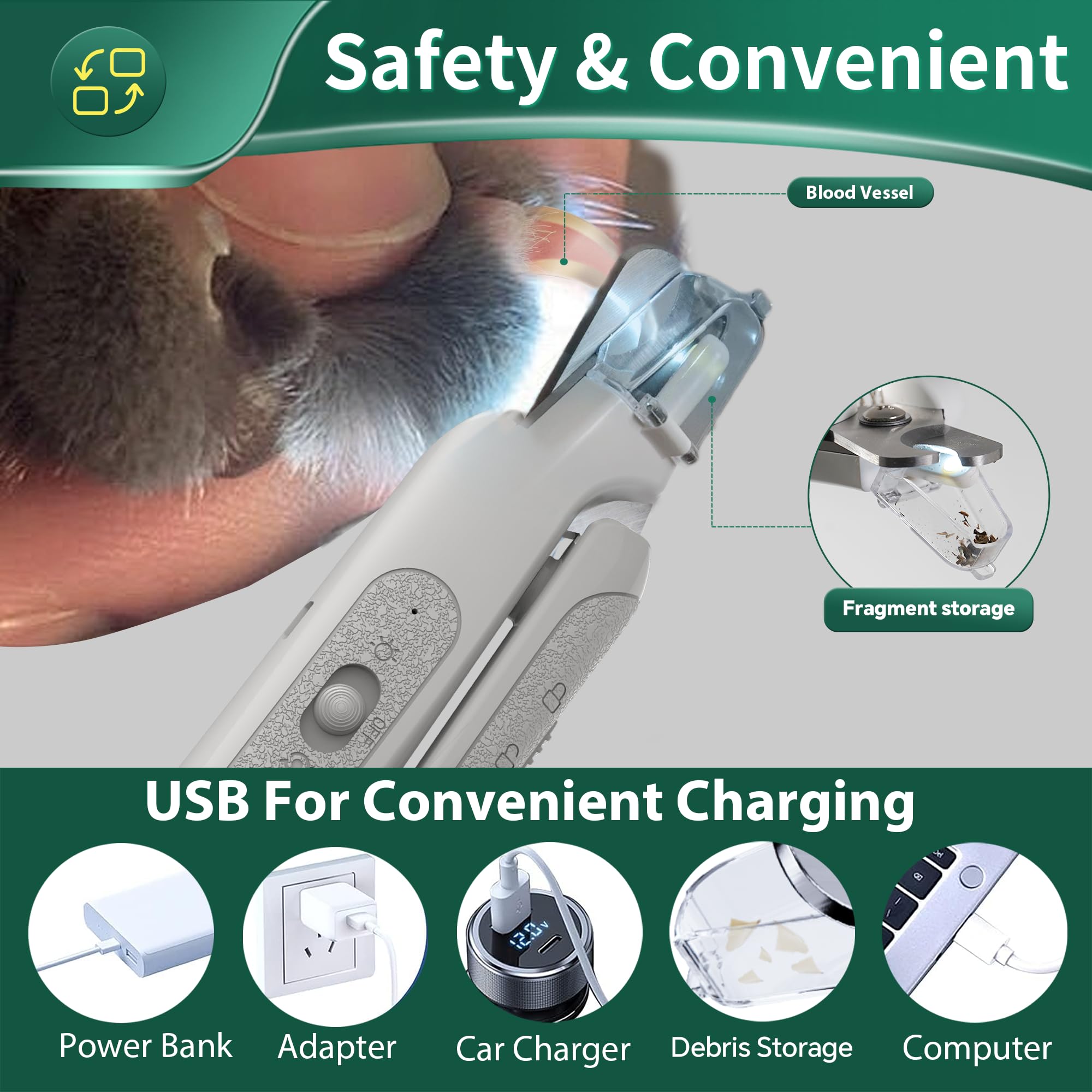 CATPICK cat nail trimmer with light shows guided trimming assistance