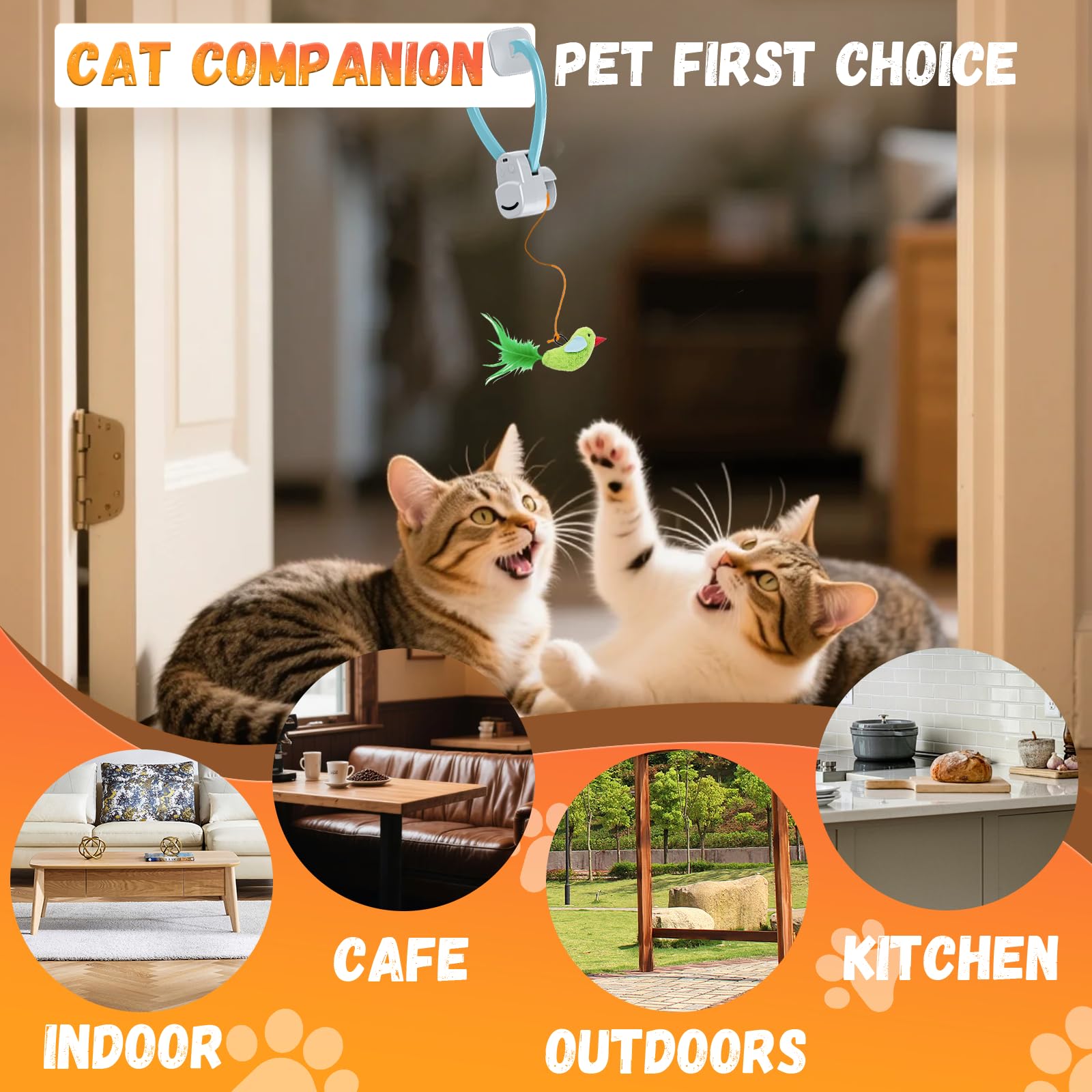 CATPICK Doorway Cat Toy setup demonstrates quick, ready-to-use enrichment for indoor cats.