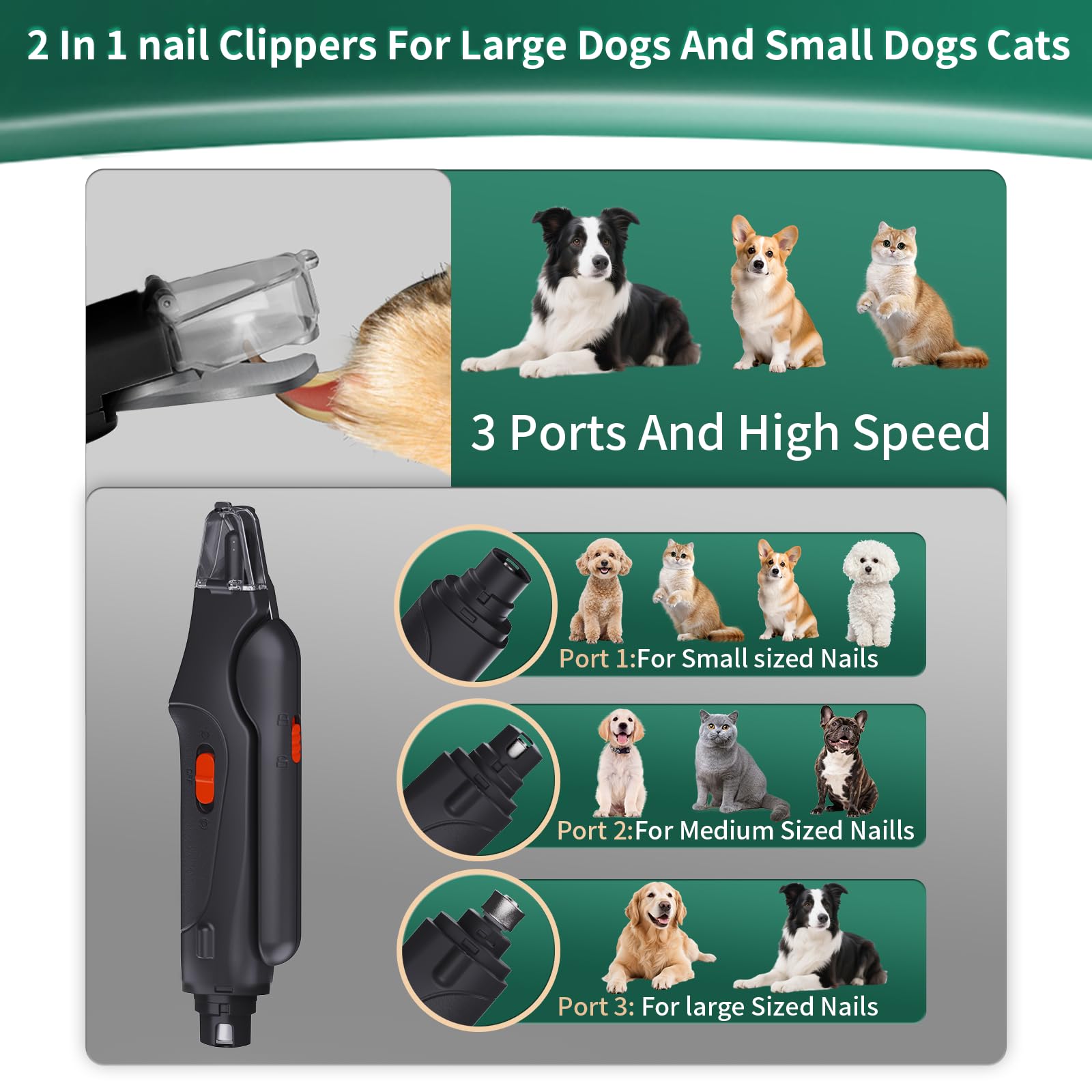 CatPICK dust-cap keeps grooming area tidy and debris contained.