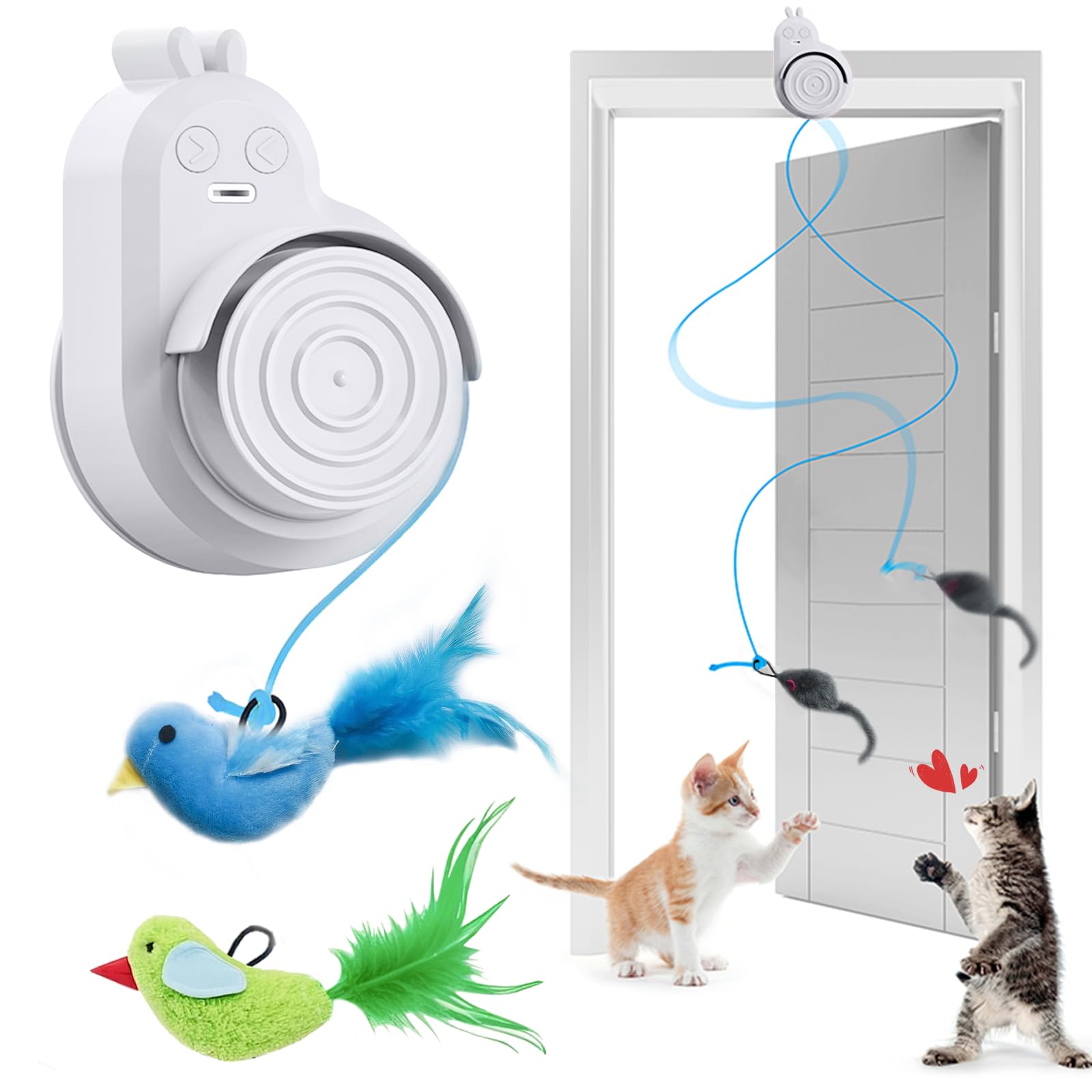 CATPICK flying bird toy in doorway sparks active play for indoor cats