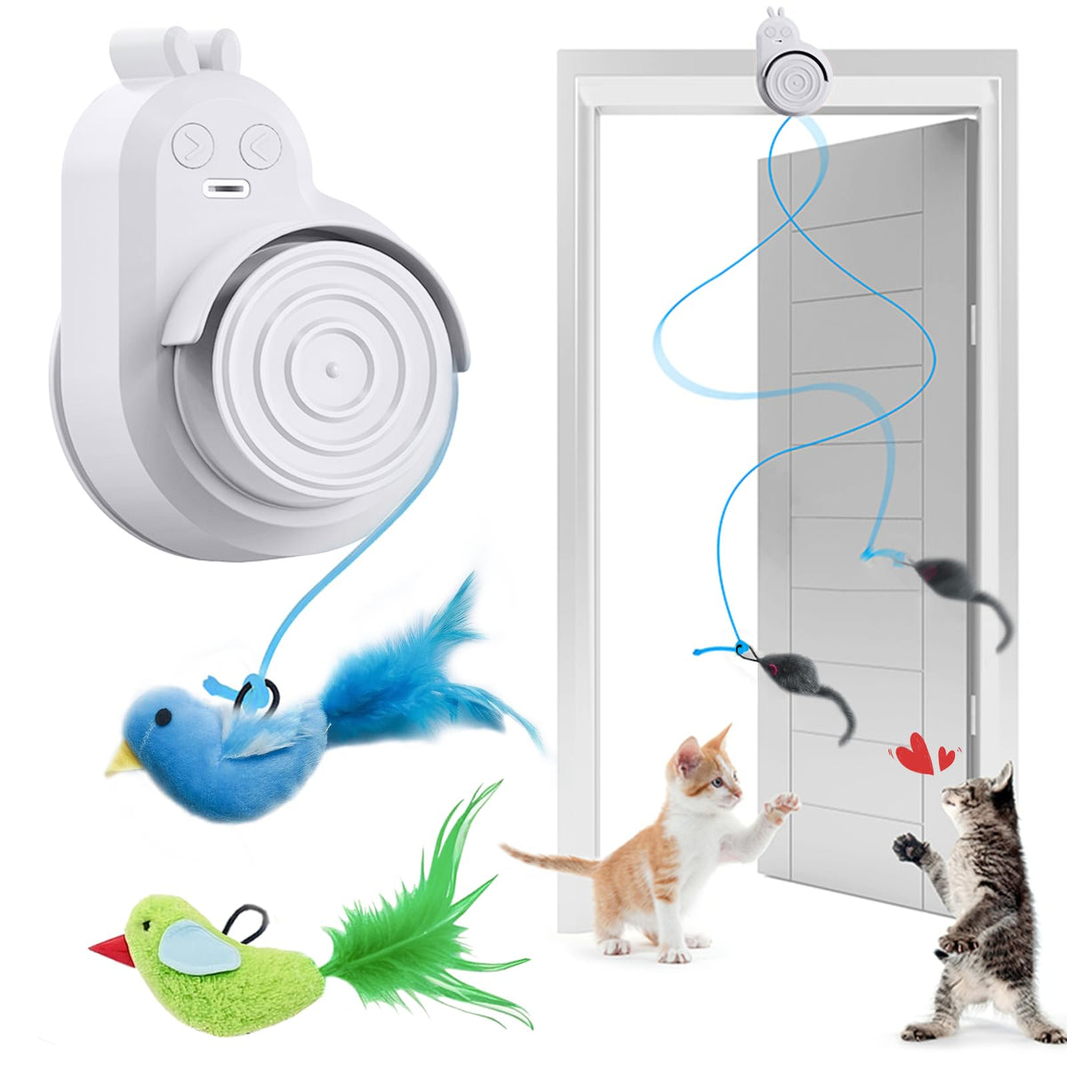 CATPICK flying bird toy in doorway sparks active play for indoor cats