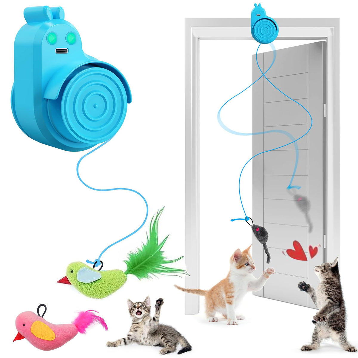 CATPICK interactive doorway flying bird in action boosts indoor cat enrichment.