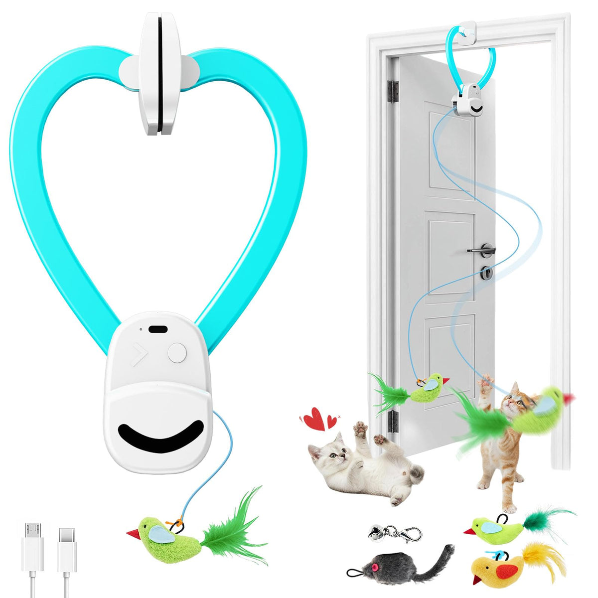 CATPICK Interactive Flying Bird Toy in doorway boosts active play and hunting-like motion.
