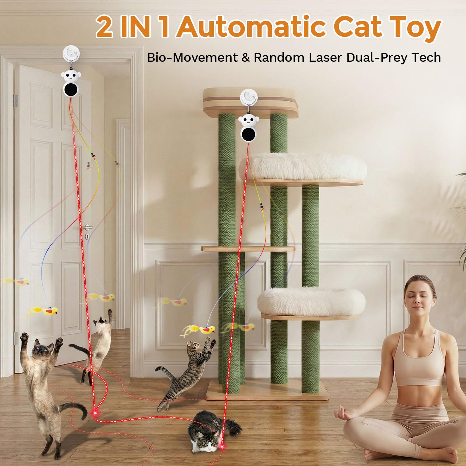 Catpick feather bird attachment simulates prey for agile play