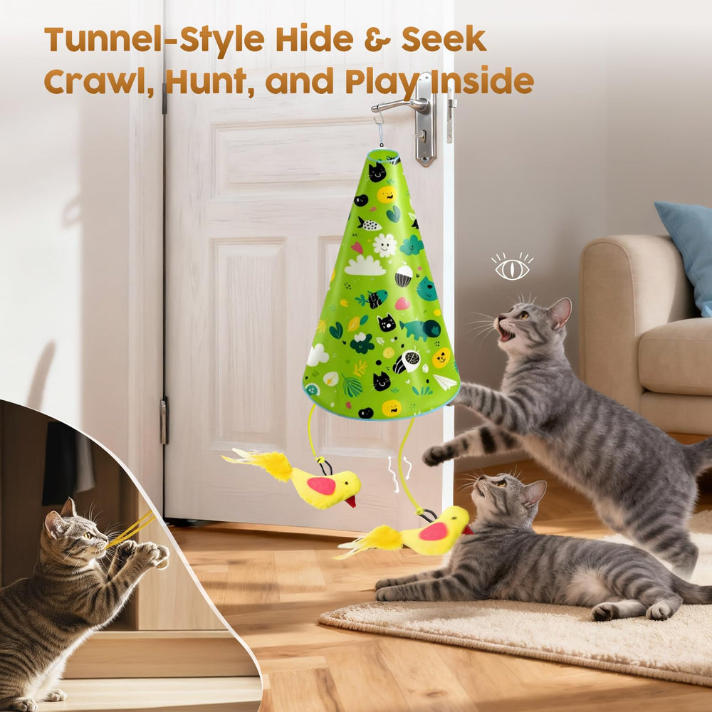Catpick joy built-in bird sound enhances hunting instincts during play.