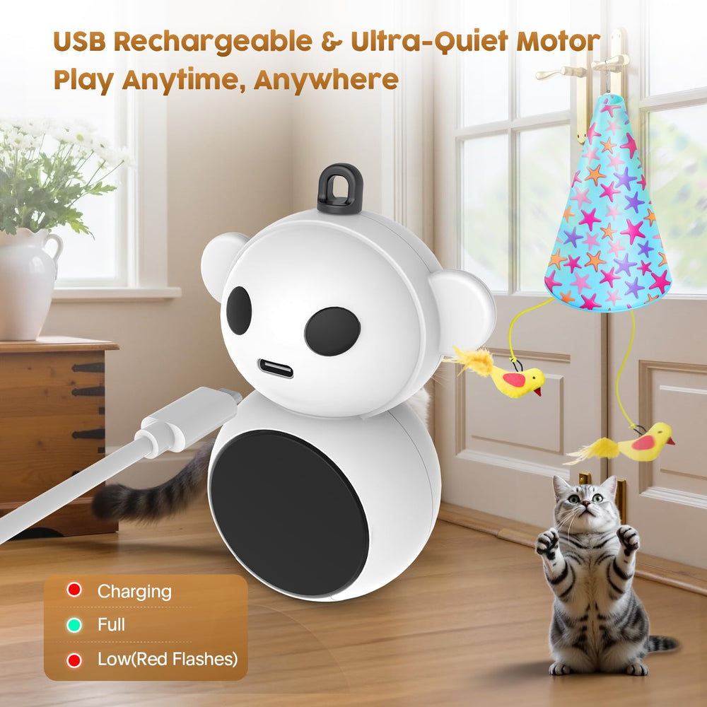 Catpick Joy door-handle hanging toy creates vertical hide-and-chase fun in small spaces.