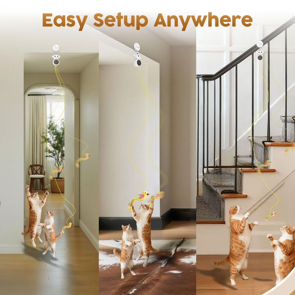 Catpick joy flying-bird attachment mimics natural chase for kittens.