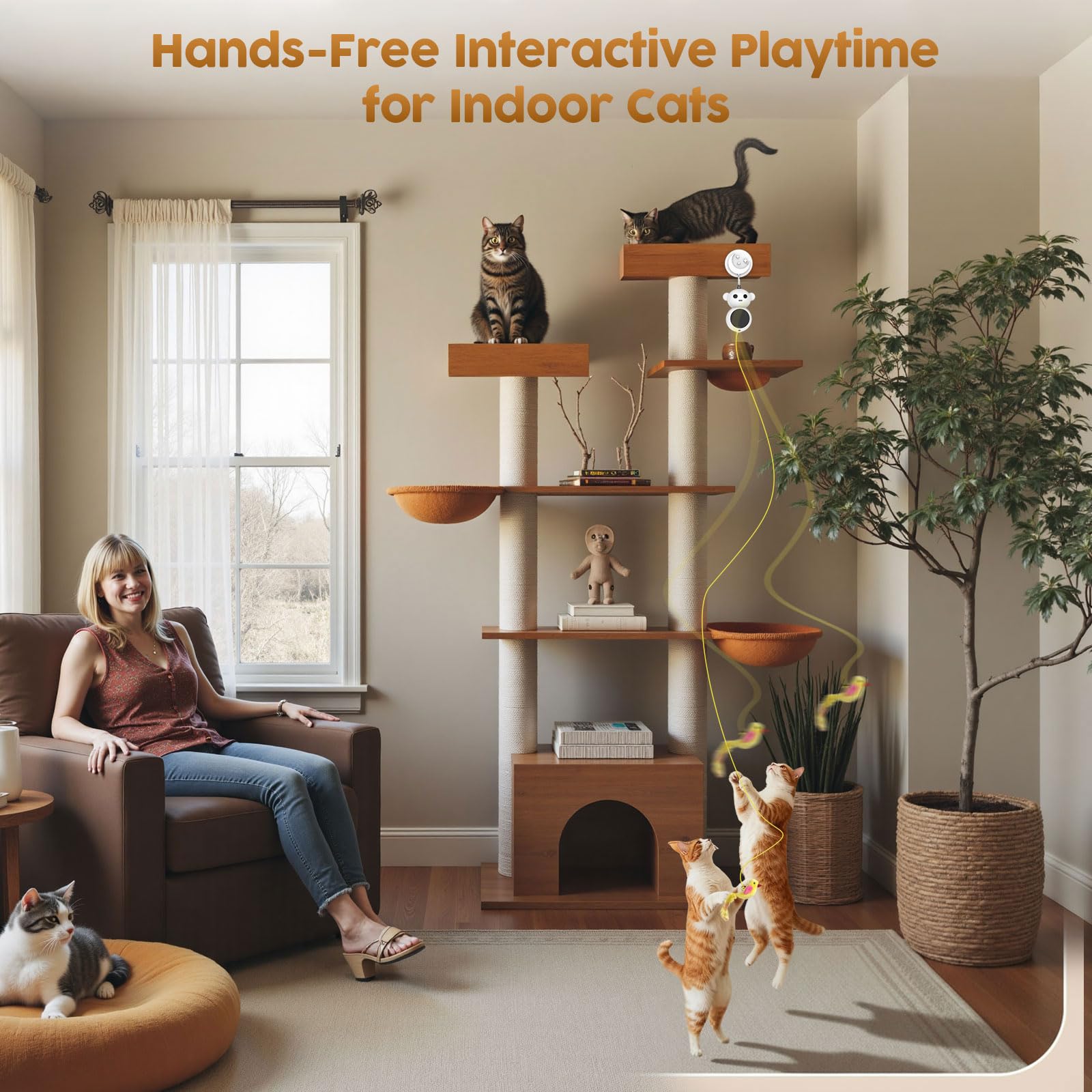 Catpick joy usb-rechargeable design eliminates frequent battery changes.