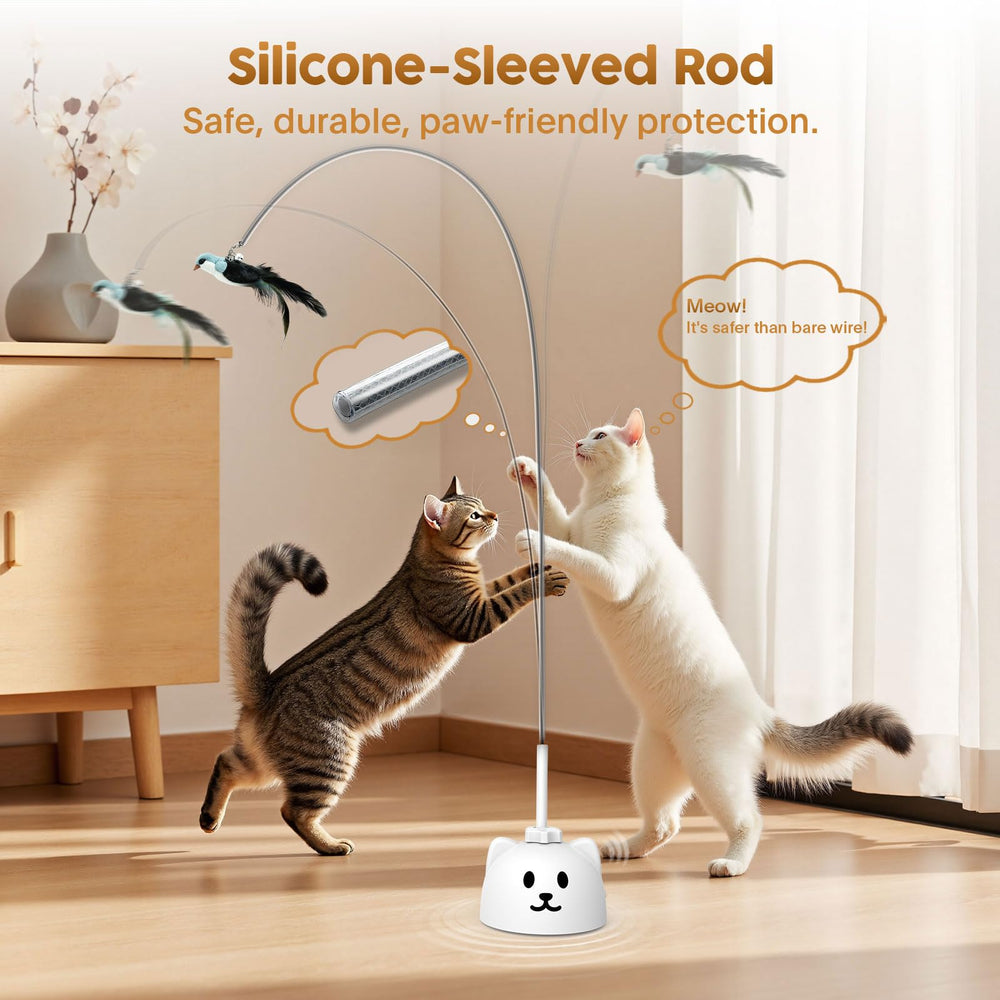 Catpick Joy USB rechargeable module runs quietly for apartment play.