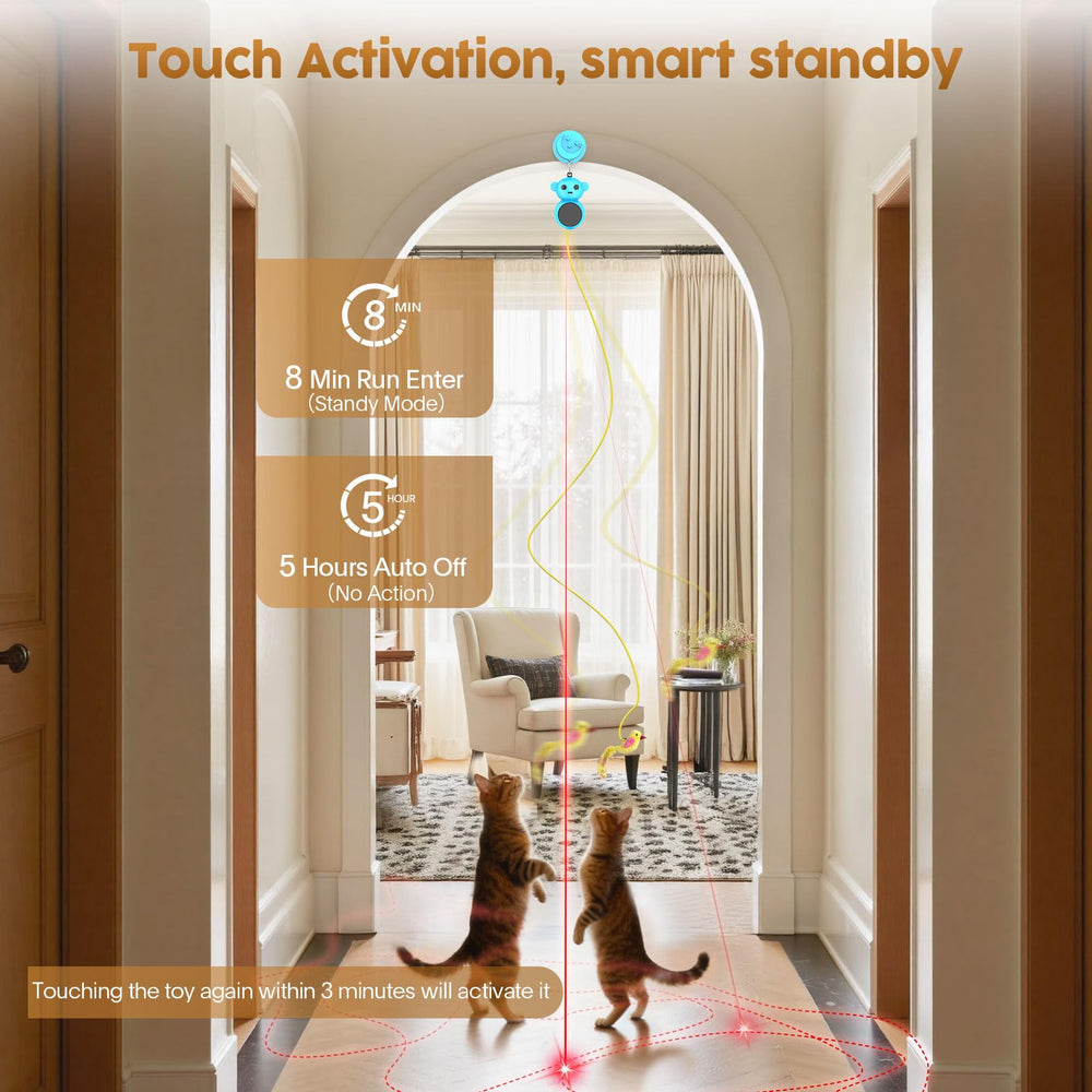 Catpick joy usb rechargeable power highlights cordless play with auto timer.