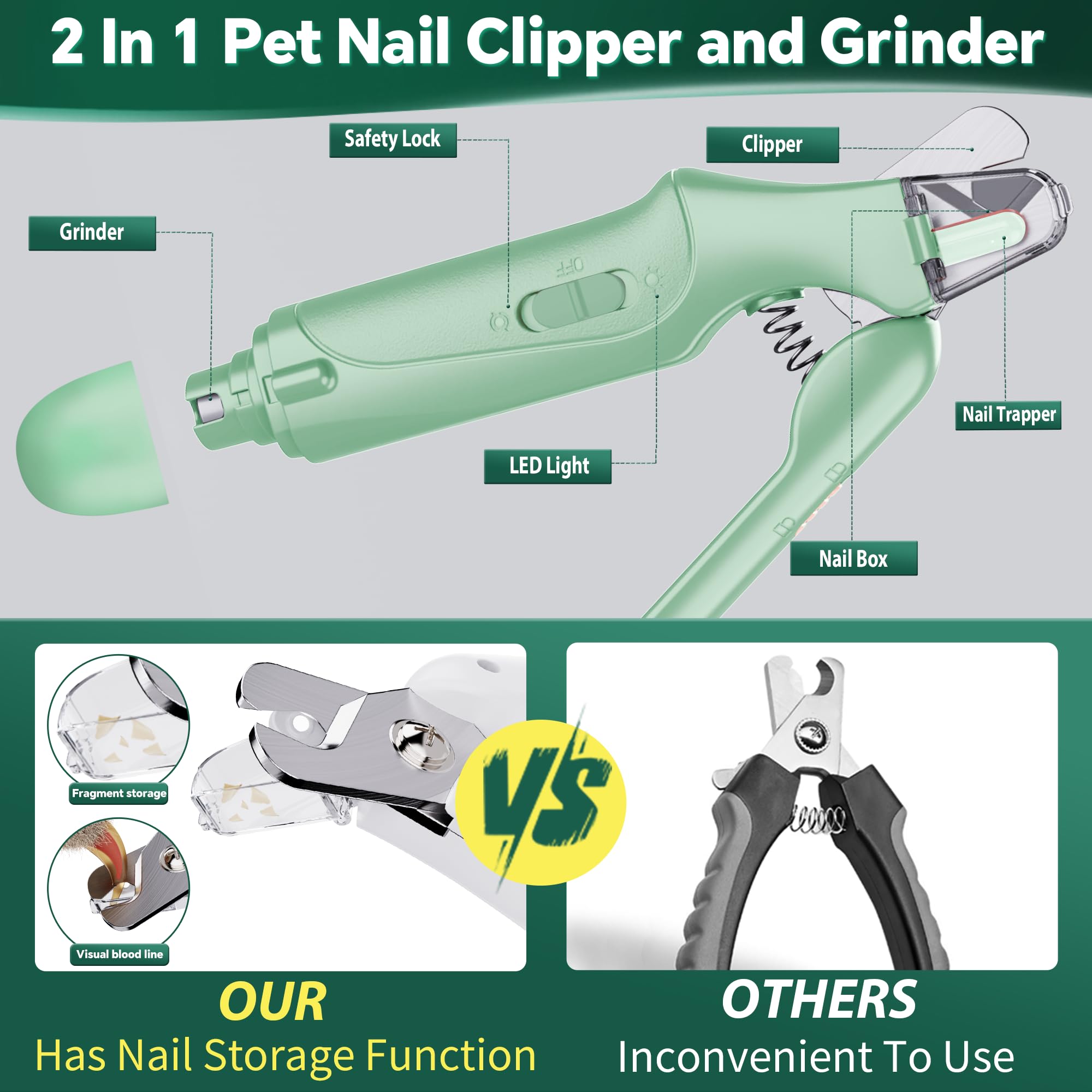 CATPICK noise-free pet nail trimmer reduces anxiety during grooming.