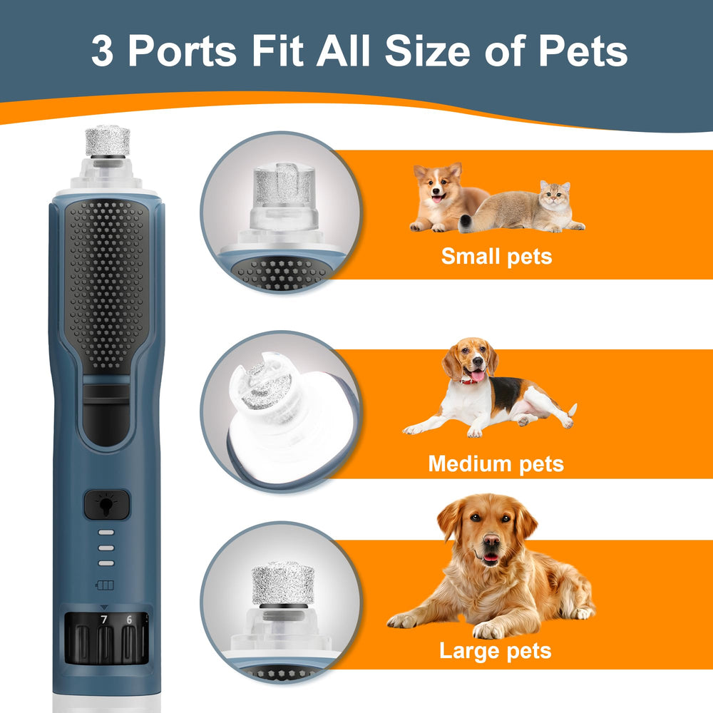 CATPICK nail grinder ports for small, medium, and large pets.