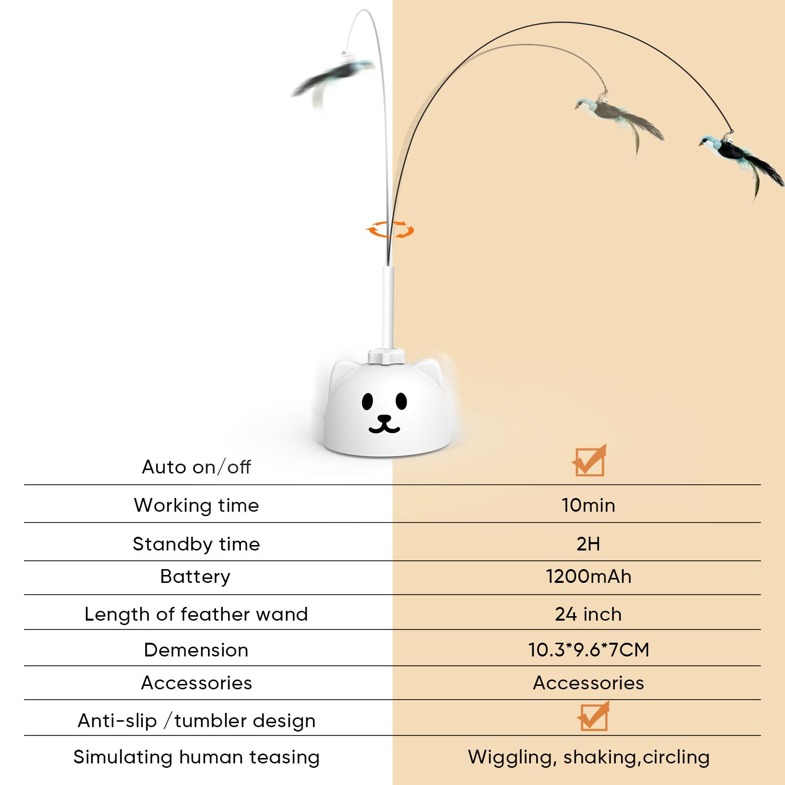 CATPICK silicone-protected wand reduces wear and keeps paws safe.