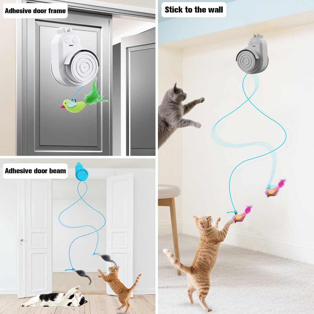 CATPICK USB charging cable keeps doorway toy ready for extended sessions