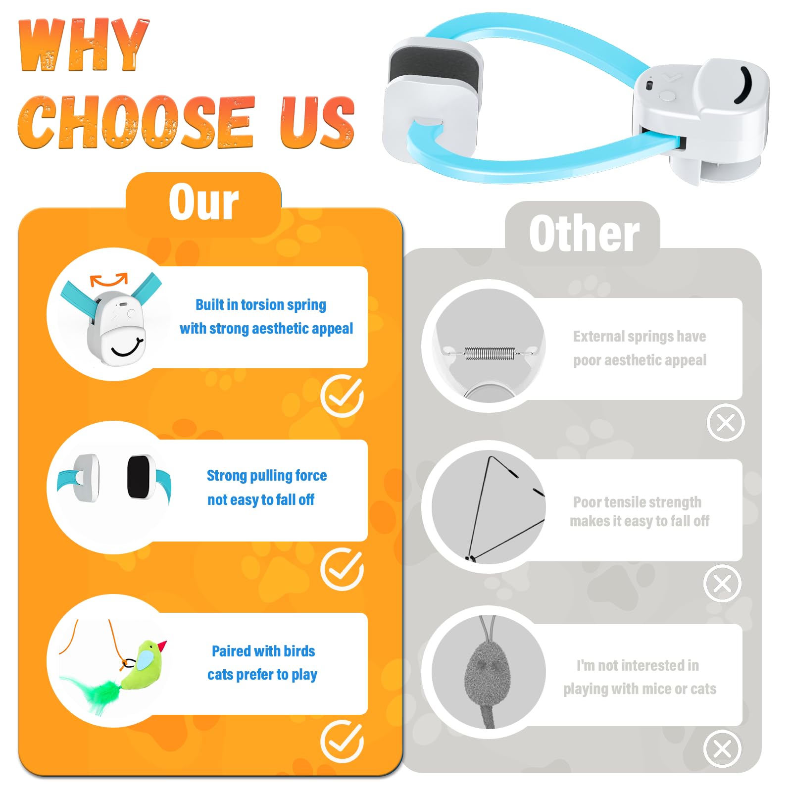 CATPICK USB charging cable enables convenient recharge after long play sessions.