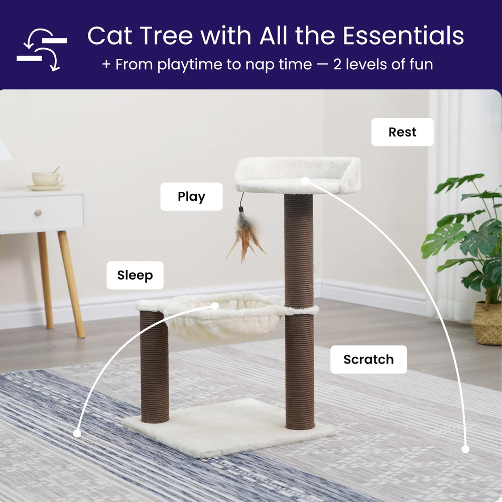 Catry Nirvana paper rope scratching posts guiding scratching behavior away from furniture.