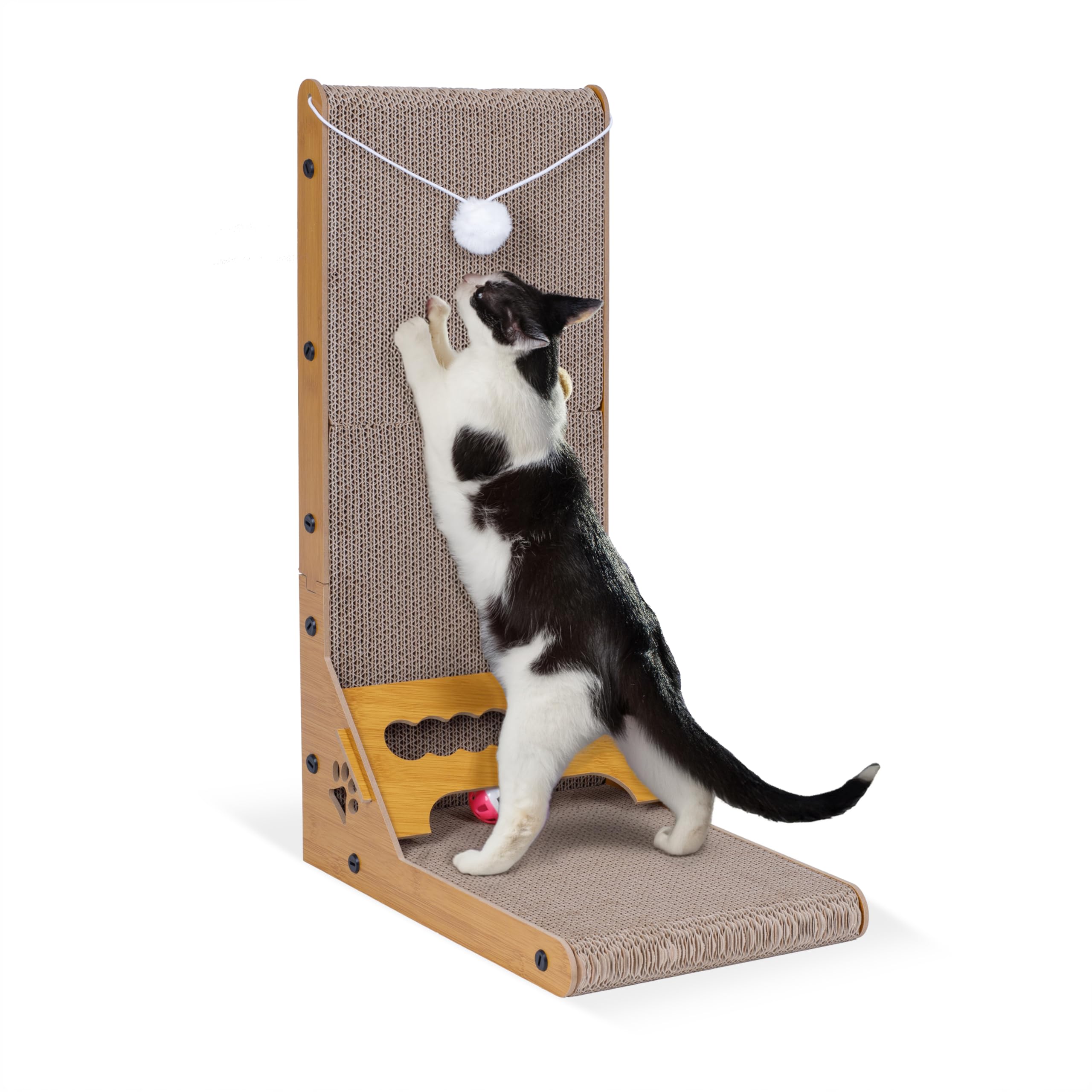 Cats Cuddles bamboo cat scratcher vertical showcases space-saving furniture protection