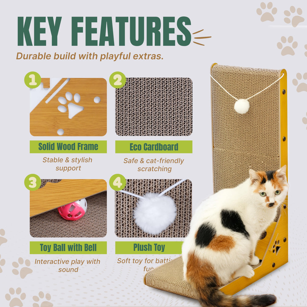 Cats Cuddles pom-pom toy play invites batting during scratching sessions