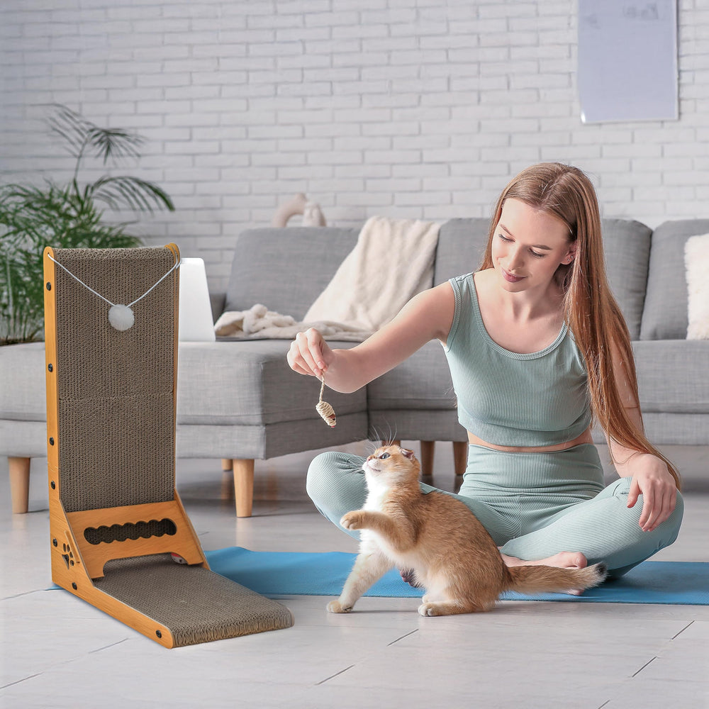 Cats Cuddles space-saving bamboo-scratcher fits neatly in corners for chic home decor