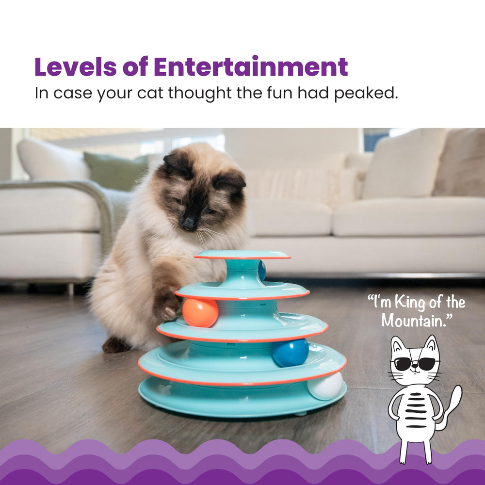 Catstages Chase Meowtain ball-one-spins highlights one spinning ball to engage curious paws during enrichment